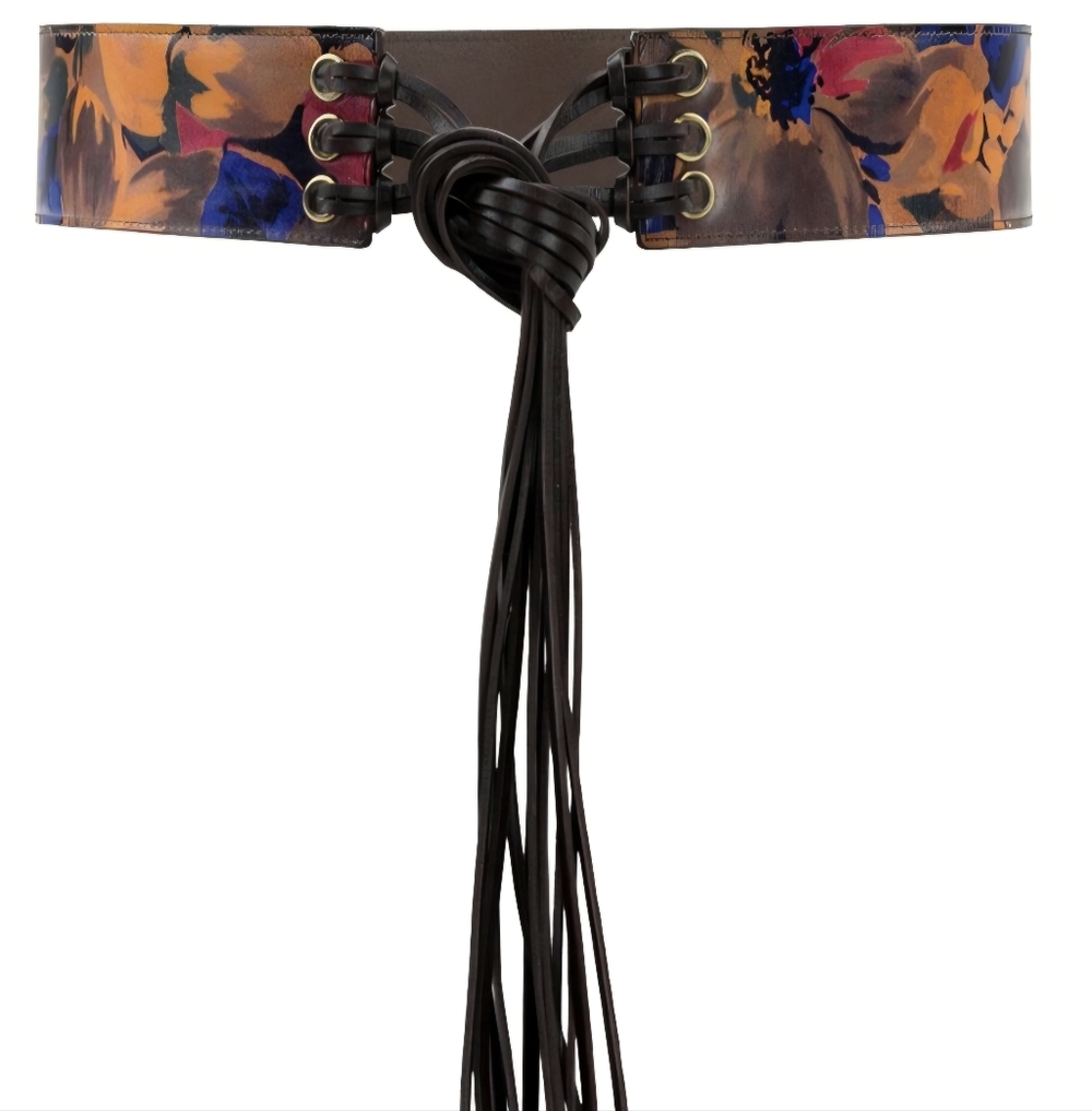 Patricia Nash Fall Floral  Leather Belt - Large